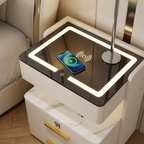 Nachttisch Velora mit kabellosem Laden, Bluetooth-Lautsprecher, LED-Beleuchtung und Fingerabdrucksperre