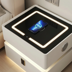 Nachttisch Lumo mit kabellosem Laden, Bluetooth-Lautsprecher, LED-Beleuchtung und PIN-Sperre