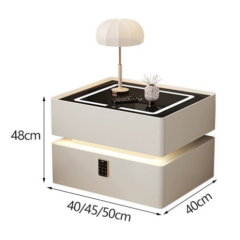Nachttisch Lumo mit kabellosem Laden, Bluetooth-Lautsprecher, LED-Beleuchtung und PIN-Sperre