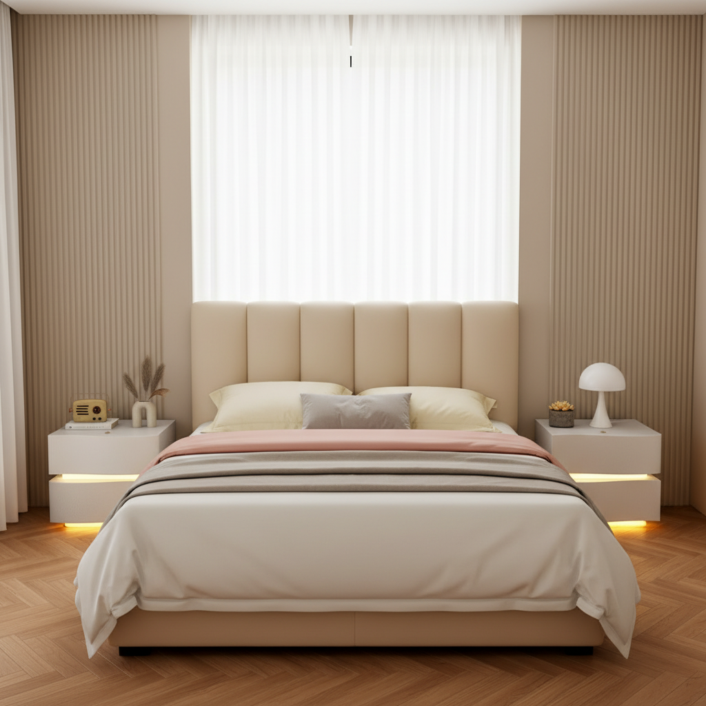 2-Line Bedside Table with LED Lighting