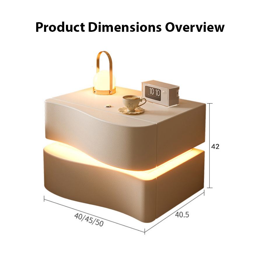 2-Line Bedside Table with LED Lighting