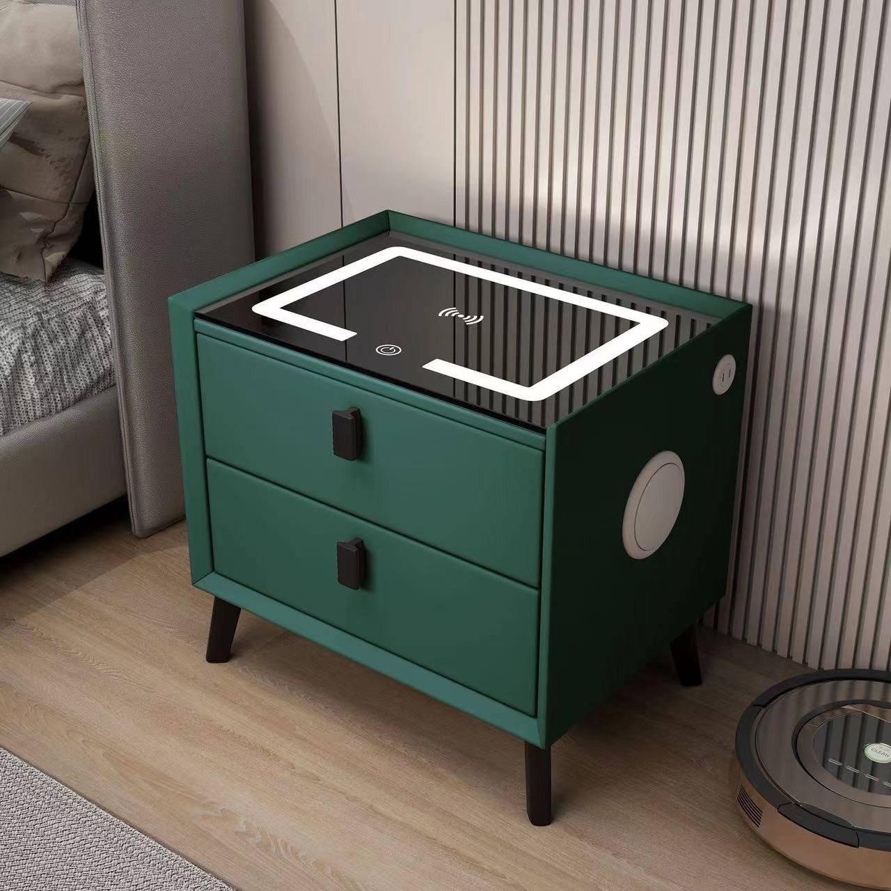 Nexo Nightstand with Wireless Charging, Bluetooth Speaker, LED Lighting, and Fingerprint Lock