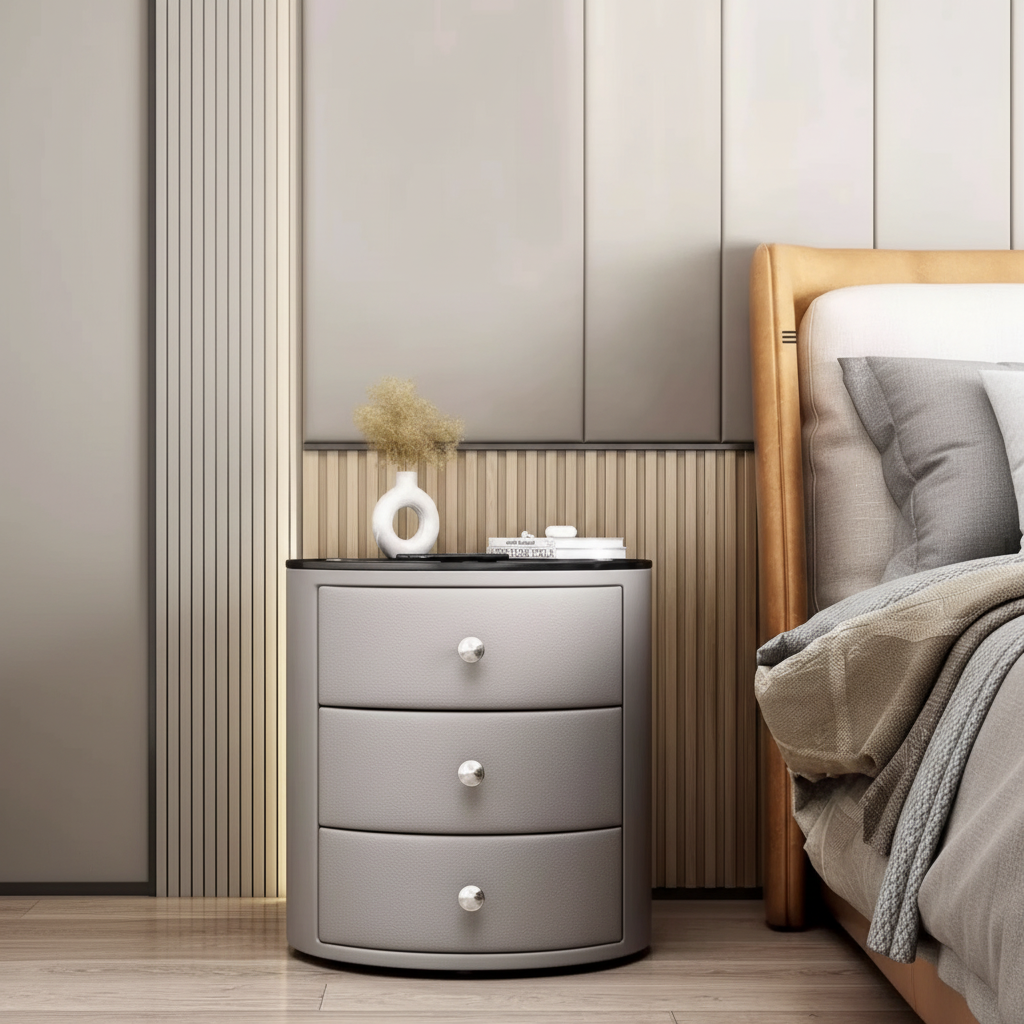 Orbis Bedside Table with Wireless Charging, LED Lighting