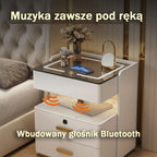 Nachttisch Velora mit kabellosem Laden, Bluetooth-Lautsprecher, LED-Beleuchtung und Fingerabdrucksperre