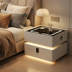 Nachttisch Lumo mit kabellosem Laden, Bluetooth-Lautsprecher, LED-Beleuchtung und PIN-Sperre